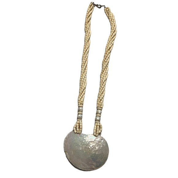 Vintage Beaded Jeweled Bib Collar  Necklace w/ Large Pendant - Picture 2 of 9